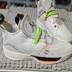 Jordan White and Green High-Top Sneakers with Breathable Mesh